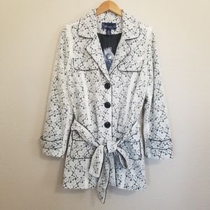 NWT Susan Graver Eyelet Lace Overlay Trench Coat 1